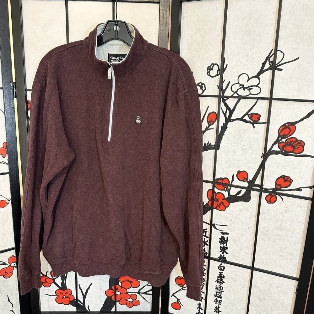 Straight Down Mens Golf Performance Pullover Sweater Half Zip Burgundy Red Sz M - Picture 1 of 5